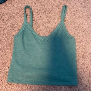 dark blue V-neck tank top